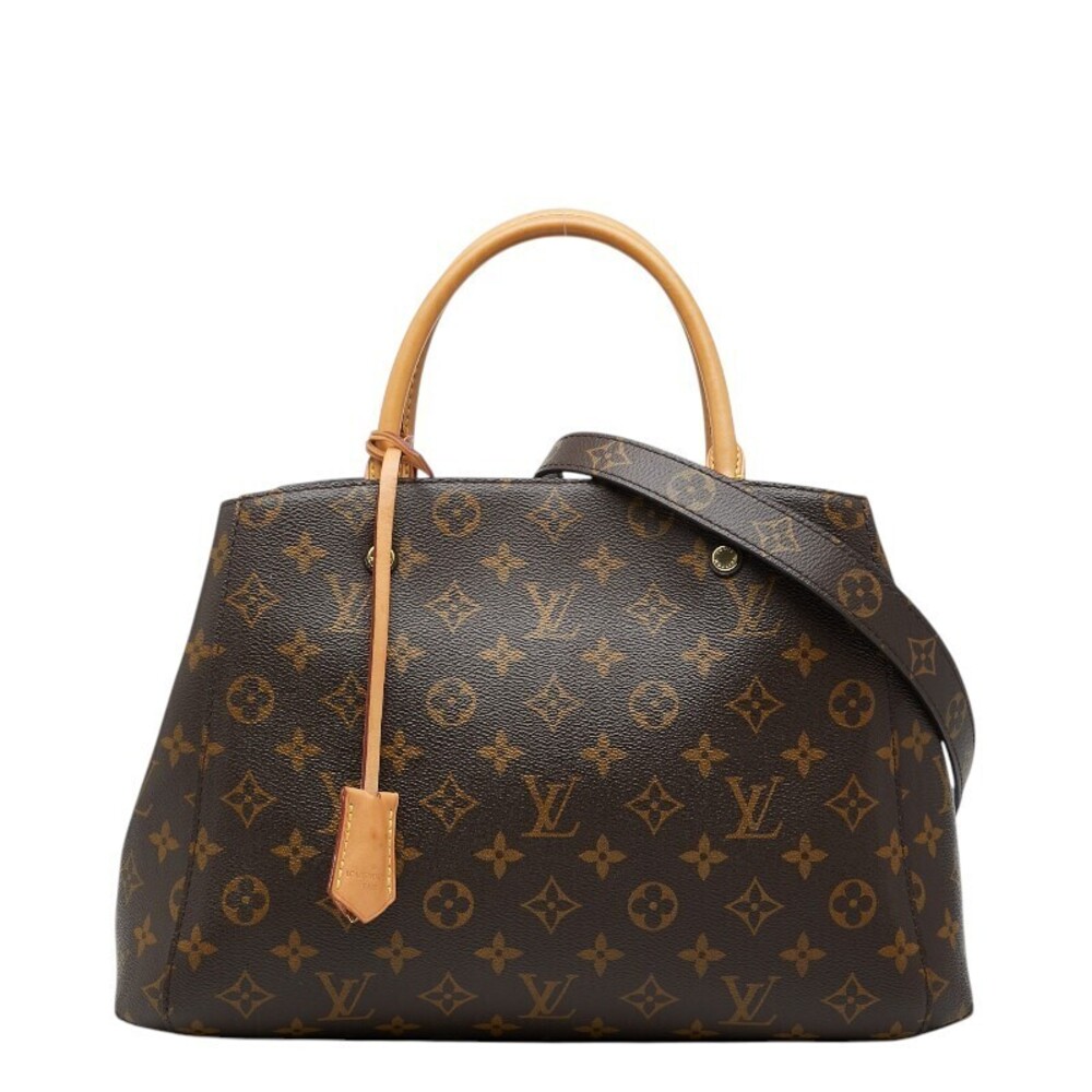 Louis Vuitton Monogram Montaigne 2way Shoulder Bag Brown Leather